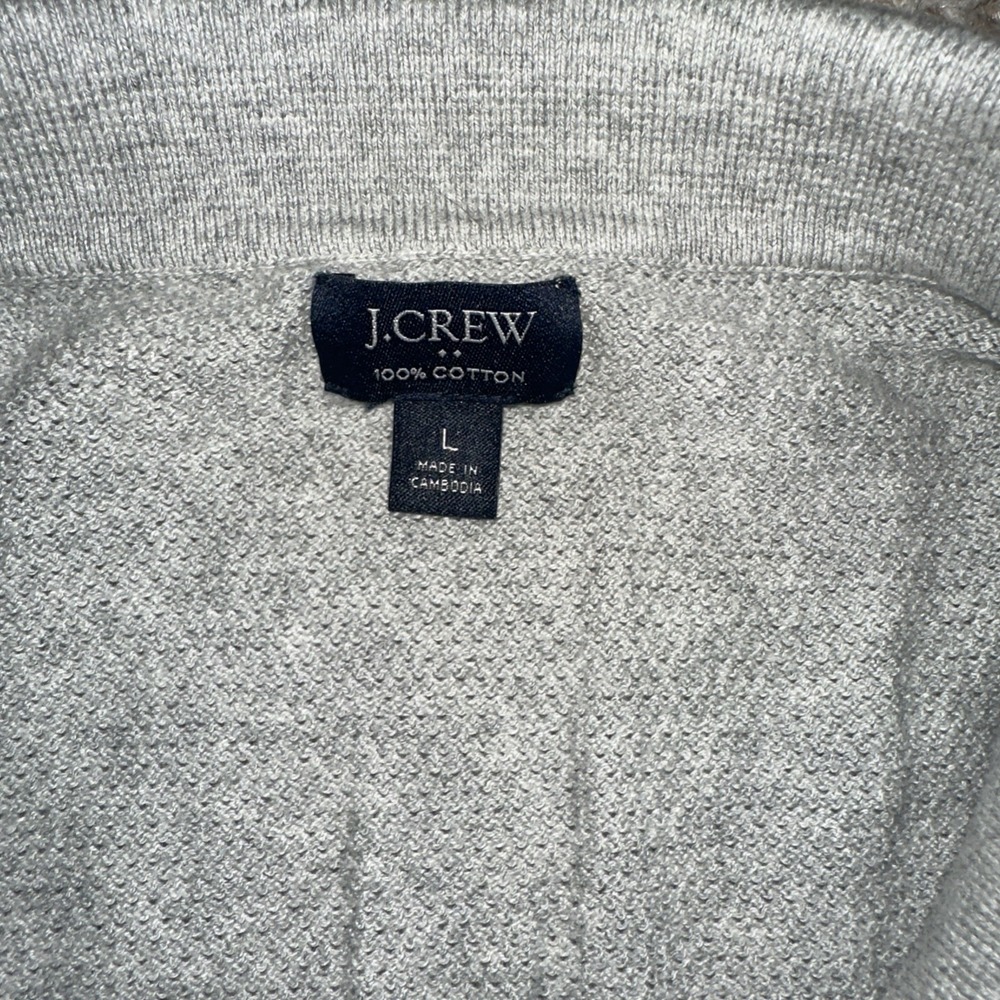 Mens Jcrew Short Sleeve Sweater Polo Large Gray EUC 100% Cotton - Picture 2 of 5